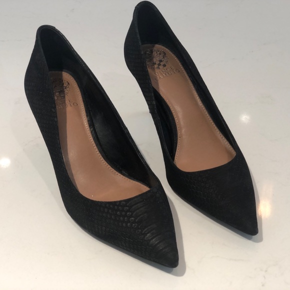 Black Suede Snake Skin Pump - Picture 3 of 4
